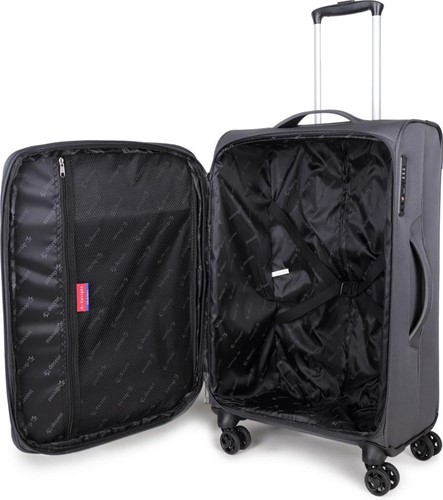 Decent D-Upright Middelgrote Koffer - 66 cm - 65/70 Liter - Expandable - TSA Slot - Grijs-2