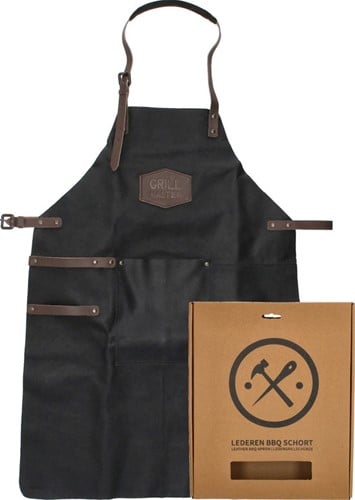 Old West Leren BBQ Schort - Zwart