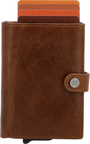 Hide & Stitches Porto Leren Safety Wallet - Bruin