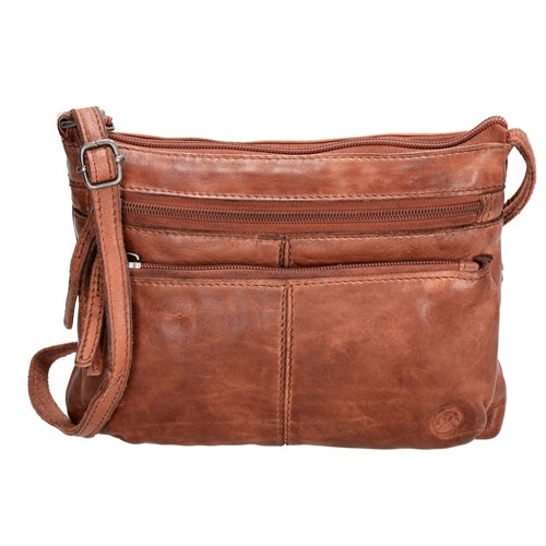 Hide & Stitches Paint Rock Kleine Leren Schoudertas - Cognac