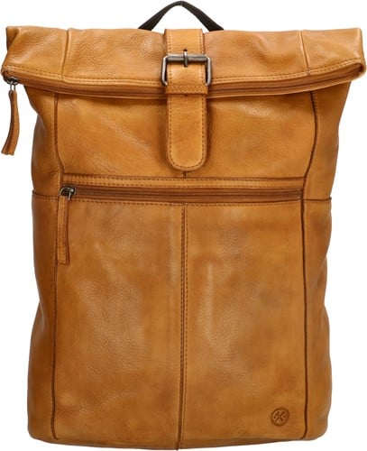 Hide & Stitches Paint Rock Leren Rolltop Rugzak - 13,3 inch - Okergeel