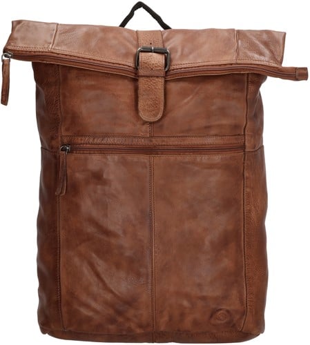 Hide & Stitches Paint Rock Leren Rolltop Rugzak - 15,6 inch - Bruin