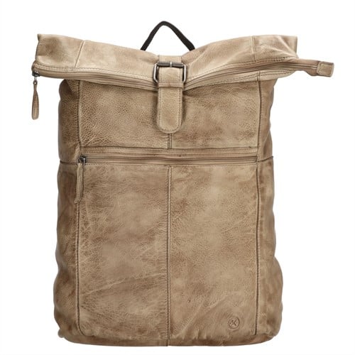 Hide & Stitches Paint Rock Leren Rolltop Rugzak - 15,6 inch - Zand
