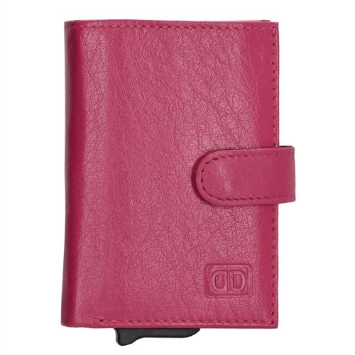 Double D Jaipur Leren Creditcardhouder / Portemonnee - Fuchsia