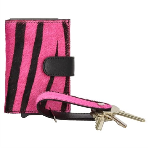 Hide & Stitches Wallowa Safety Wallet + Keyring - Roze Zebra