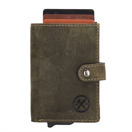Hide & Stitches Idaho Pasjeshouder / Safety Wallet - Olijfgroen