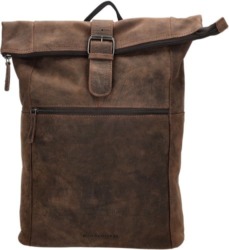 Hide & Stitches Idaho Rolltop Laptoprugzak - 15,6 inch - Donkerbruin