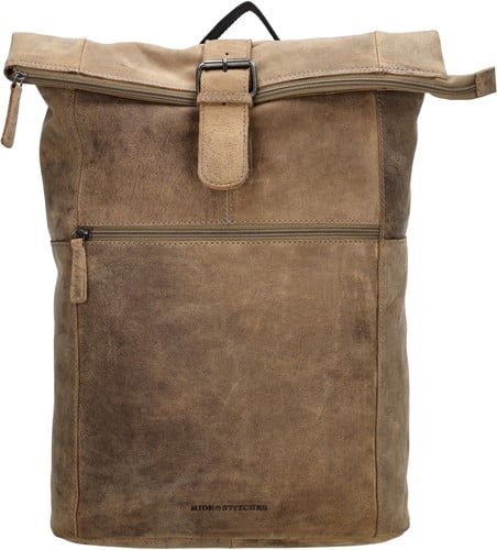 Hide & Stitches Idaho Rolltop Laptoprugzak - 15,6 inch - Donkerzand