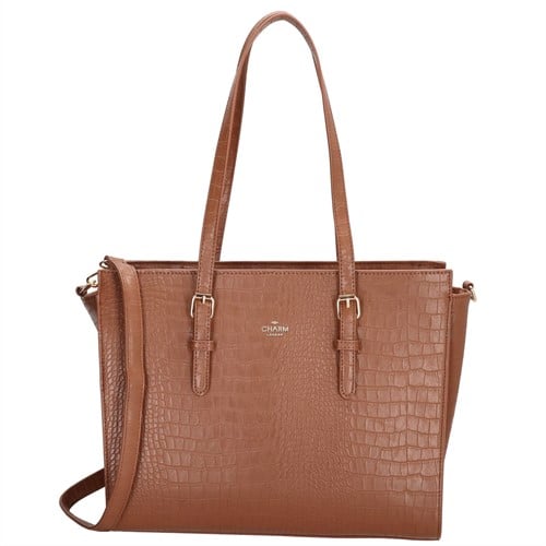 Charm London Midwood Handtas Croco - Cognac