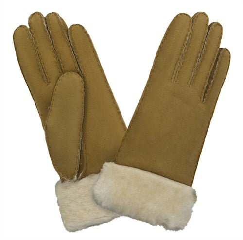 Glove Story Merino Leren Dames Handschoenen Maat 7,5 - Camel