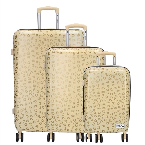 Zebra Trends Animal Travel Kofferset - 3 delig - TSA slot - Goud Panter