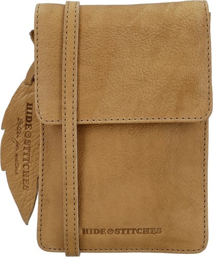 Hide & Stitches Earth Leren Telefoontasje - Zand