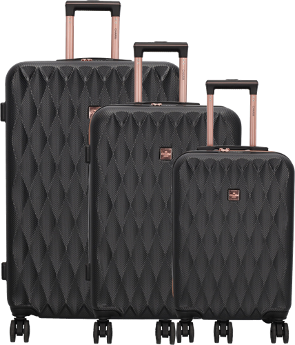 Charm London Honey Travel Kofferset - 3 delig - Zwart