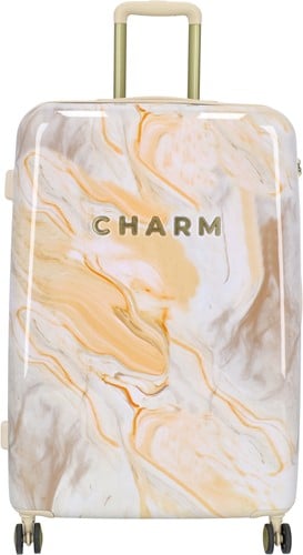 Charm London Marble Travel Grote Koffer - 75 cm - 88 liter - TSA slot - Crème