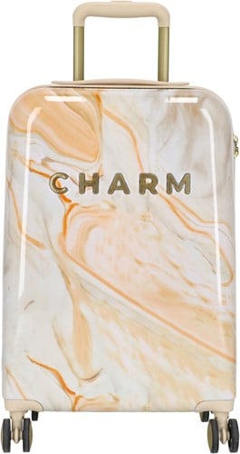 Charm London Marble Travel Handbagage Koffer - 54 cm - 32 liter - TSA slot - Crème