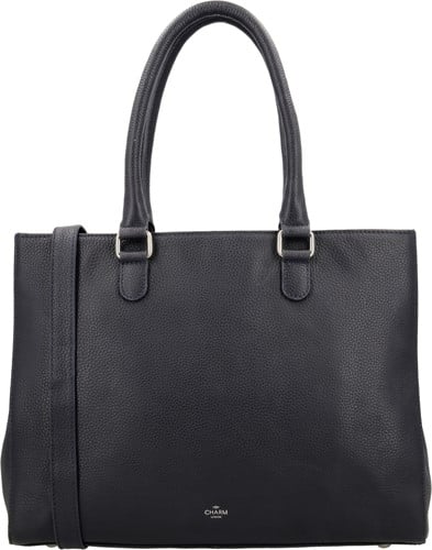 Charm London Washington Leren Laptoptas - 15,6 inch - Blauw