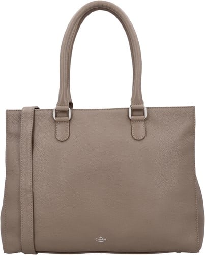 Charm London Washington Leren Laptoptas - 15,6 inch - Taupe