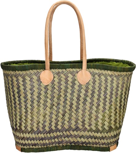 Beagles Raffia Rieten Mand L / Strandtas - Khaki