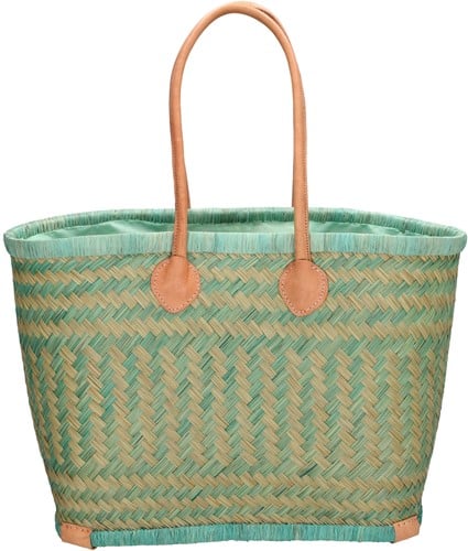 Beagles Raffia Rieten Mand L / Strandtas - Mint