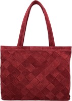 Hide & Stitches Acadia Gevlochten Suede Leren Laptoptas - 15,6 inch - Bordeaux Rood
