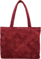 Hide & Stitches Acadia Gevlochten Suede Leren Laptoptas - 15,6 inch - Bordeaux Rood