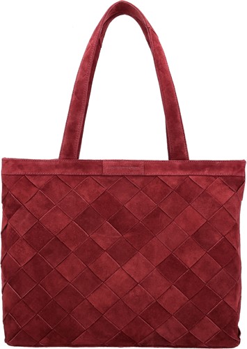Hide & Stitches Acadia Gevlochten Suede Leren Laptoptas - 15,6 inch - Bordeaux Rood