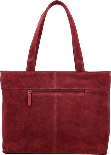 Hide & Stitches Acadia Gevlochten Suede Leren Laptoptas - 15,6 inch - Bordeaux Rood-3