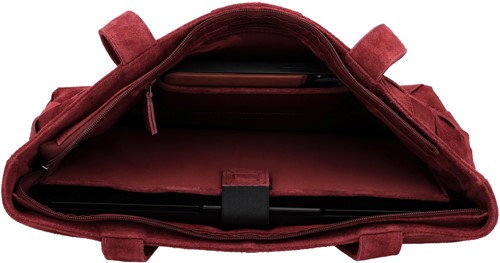 Hide & Stitches Acadia Gevlochten Suede Leren Laptoptas - 15,6 inch - Bordeaux Rood-2