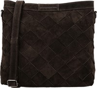 Hide & Stitches Acadia Gevlochten Suede Leren Schoudertas - Hobotas - Donkerbruin