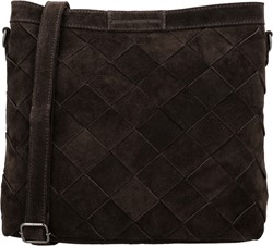 Hide & Stitches Acadia Gevlochten Suede Leren Schoudertas - Hobotas - Donkerbruin