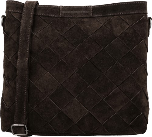 Hide & Stitches Acadia Gevlochten Suede Leren Schoudertas - Hobotas - Donkerbruin