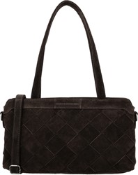 Hide & Stitches Acadia Gevlochten Suede Leren Schoudertas - Donkerbruin