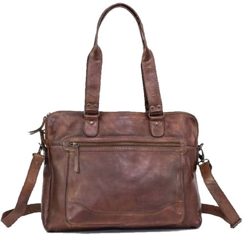 Bear Design Lia Leren Dames Schoudertas / Laptoptas 13,3 - Bruin"