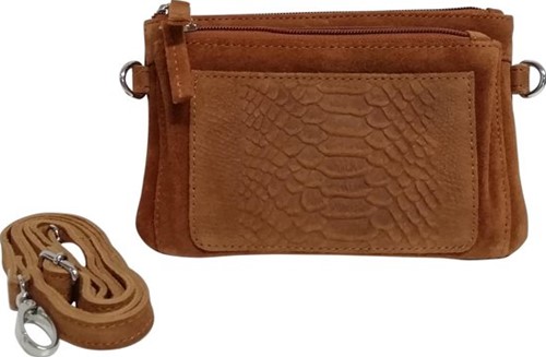 Castillo  Suede Vibes Crossbody S Snake Chestnut