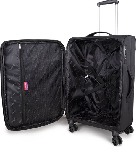 Decent D-Upright Middelgrote Koffer - 66 cm - 65/70 Liter - Expandable - TSA Slot - Zwart-3