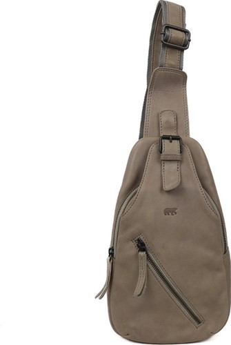 Bear Design Daley Leren Crossbodytas / Slingbag - Zilver Nerts