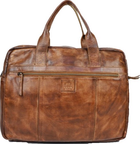Bear Design Hugo Leren Laptoptas - 14 inch - Cognac-3