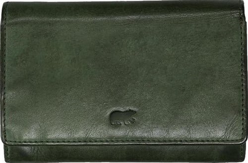 Bear Design Flappie Leren Overslagportemonnee - Groen