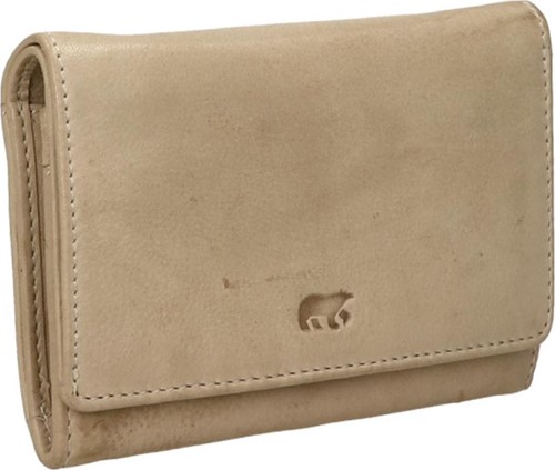 Bear Design Flappie Leren Overslagportemonnee - Baltic Beige