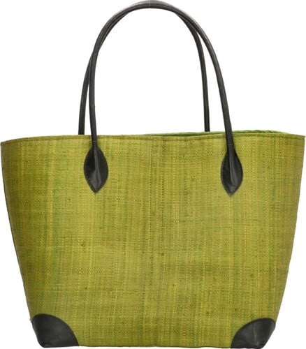 PE Florence Raffia Strandtas / Rietenmand Olijfgroen