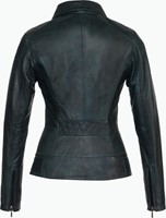 Versano  Dames jas leer Houston bikerjack schuine rits Blue-3