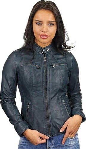 Versano Tulsa Leren Dames Bikerjack Dames Jas XL - Blauw