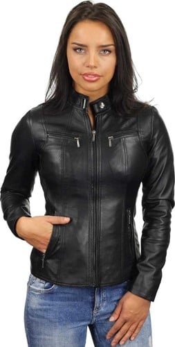 Versano Tulsa Leren Dames Bikerjack Dames Jas S - Zwart