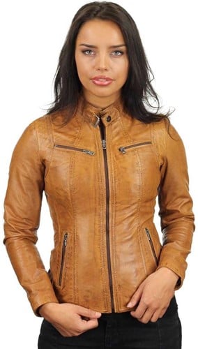 Versano Tulsa Leren Dames Bikerjack Dames Jas XL - Cognac