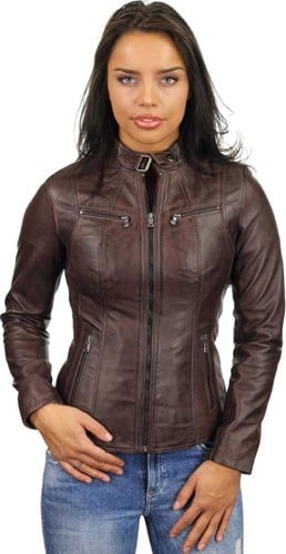 Versano Tulsa Leren Dames Bikerjack Dames Jas XXL - Bruin