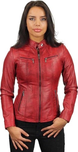 Versano Tulsa Leren Dames Bikerjack Dames Jas M - Rood