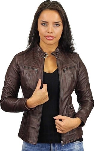 Versano Tulsa Leren Dames Bikerjack Dames Jas XL - Bruin