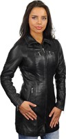 Versano  Dames jas leer Chicago lang model Black-2