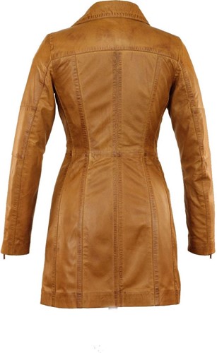 Versano  Dames jas leer Chicago lang model Cognac-3