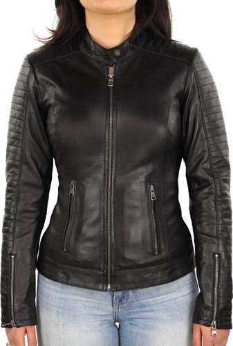 Versano  Dames jas leer Atlanta bikerjack Black-2